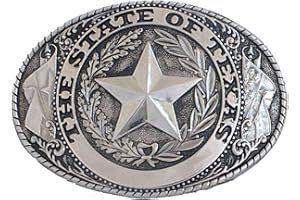 Needzo Rodeo Belt Buckles for Men, State of Texas Seal, Western Apparel, Silver Tone, 2.75 x 3.75 Inches, Silver, 3.75 Inches