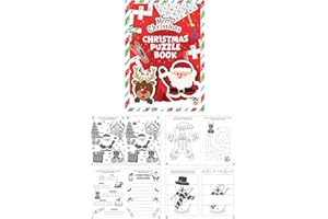 HENBRANDT 12 x Mini Christmas Puzzle Book for Kids A6 Activity Book Colouring Book Wordsearch Fun Party Favour Stocking Fillers Xmas Colouring Books for Boys and Girls