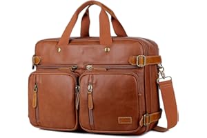 BAOSHA HB-22 - Maletín híbrido de piel sintética para hombre de 17 pulgadas, bolso de mensajero, bolso de negocios, multiusos, bolsa de trabajo para hombres