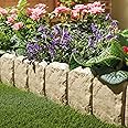 Coopers of Stortford - Pack of 10 Cotswold Stone-Effect Lawn Edging Made from Hard-Wearing, Maintenance-free Plastic W25 x H10cm | Interlocking Garden Edging