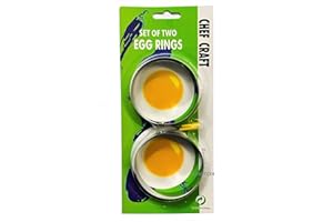 E FAST CE4 Egg Rings for Frying or Poaching Eggs, Omelettes and Mini Pancakes, Stainless Steel Metal, Set of 2