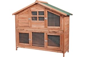 wuuhoo® Großer Premium Hasenstall Bonnie - Kaninchenstall aus Holz, Winterfest, doppelstöckiger Kleintierstall für draußen, imprägniertes Nadelholz (Fichte, Kiefer), Außenstall mit Rampe