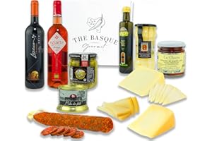 THE BASQUE gourmet – Cesta Navidad Regalo de Productos de Euskal Herria – Lotes de Navidad – Queso Idiazabal, Paté, Chorizo, Espárragos de Navarra, Piparras Vascas… – Cesta Gourmet para Regalar