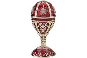 Design Toscano The Russian Rosette Rose Romanov Style Enameled Egg, Tin, Red, 5 x 5 x 12.5 cm