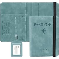 Étui Passeport RFID Bloquant - Cuir Synthétique, 15x11x2 Cm - Avec Lanière, Porte-cartes, SIM - Voyage Sécurisé