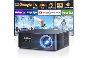 PUTRIMS Vidéoprojecteur 4K【1500 ANSI/Google TV】 Netflix/Disney+ Officiel, Auto Focus/Keystone Projecteur WiFi6 Bluetooth Full HD 1080P, Contrôle Vocal, Zoom 50% Projecteur Vidéo de Jour Home Cinéma/Extérieur