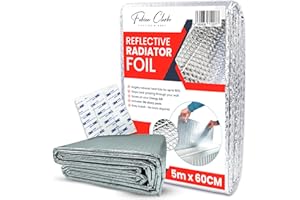 FABIAN CLARKE LONDON Radiator Foil Reflector Roll 5m x 60cm – Heat Reflective Radiator Foil Panels and Insulation Sheet – Radiator Reflector Foil for Behind Radiators – Thermal Radiator Insulation Includes Sticky Pads