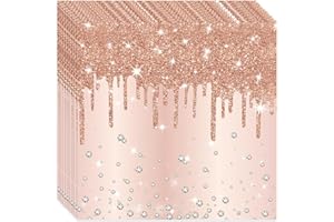 COSORO 20 Pezzi Tovaglioli di Carta Decorati,Brillante Tovaglioli Monouso Oro Rosa Ecologici Riciclabile Tovagliolo Morbido,Decorazione Desktop Pranzo Cena Cocktail per Festa di Compleanno Matrimonio Natale