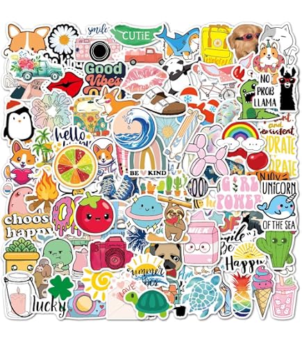 KINBOM 50 Adesivi Carini Rosa, Stickers In Vinile Impermeabili Aesthetic Kawaii Per Bottiglie, Laptop, Diario, Ragazze Adolescenti, Vari Modelli