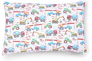 PinkZebra Federa per cuscino per bambini, 25 x 50 cm, in 100% cotone, federa per cuscino per ragazzi, Ecotex Standard 100, con chiusura lampo, trattore