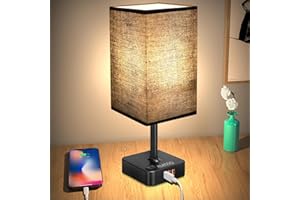 ALACOO Bedside Table Desk Lamp with 3 USB Ports 3 Level Dimmable Nightstand Lamp Night Light USB Small Table Lamp for Bedroom, Living Room, Sofa, Dorm, Home Office Decor Thanksgiving Day Christmas Gifts