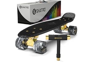 Skatro Mini Cruiser Skateboard. 22x6inch Retro Style Plastic Board Comes Complete