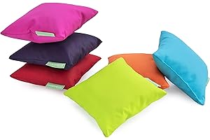 Gardenista Small Decorative Cushions 18x18cm | 6 Pcs Mixed Bright Colours Mini Cushions | Waterproof Small Pillow Set for Rattan, Patio, and Garden Furniture | Hypoallergenic Hollowfibre Filled