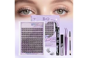 ‎B&QAUGEN B&Q Lash Extension Set 132pcs Wispy NatüRliche Wimpern Extensions Set DüNnes Band 8-16mm Komfort Weich Wimpern Cluster Katzenaugen Lash Cluster set Bond Und Seal Und Pinzette（Kit-Natural 01)