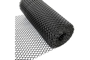 SENENQU 40cm x 10m Garden Plastic Mesh Fencing, Reusable Safety Mesh Netting, Poultry Garden Fence Barrier, Hexagonal Fencing Roll for Gardening Animal Pet Vegetable Aviary Hutch Protection - Black