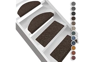 Floordirekt London - Tappetini per gradini, di Forma semicircolare o Rettangolare, Resistenti e Facili da Pulire, per Interni (Marrone Scuro, Senza Labbro, di Forma semicircolare, 23,5 x 65 cm)