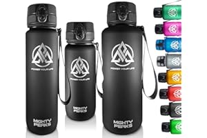 MIGHTY PEAKS Gourde de Sport en Tritan 650ml sans BPA, insert à Fruits, Passoire à Fruits, Noir, Gourde pour Enfants, Bouteille en plastique, Gourde de Sport pour vélo, fitness, Enfants, Sport