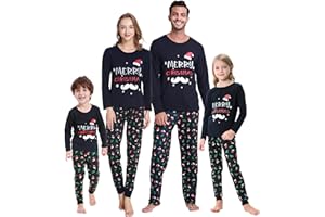 MyFav Weihnachten Schlafanzug Familien Passende Pyjamas Set Lange Ärmel Tops + Hose Nachtwäsche Familie Outfit Set für Damen Herren Kinder