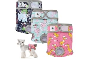 UFO PET Wielokrotnego Użytku Pieluchy dla Suk XS (3 Sztuki), Pieluchy dla Suk o Wysokiej Chłonności z Mocnym i Elastycznym Zapięciem