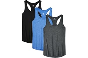 JINSHI Women Activewear Vest Workout Running Shirts Dry Fit Yoga Racerback Tank Tops 3 Pack