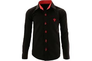 GILLSONZ A4vDa Kinder Party Hemd Freizeit Hemd bügelleicht Lange Arm mit 9 Farben Gr.86-158