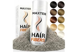 Maxter Hårfibrer Grå 28g mot Skallighet för Män och Kvinnor | Hårförtjockning för Tunt Hår, Kala Fläckar och Alopeci, Mikrofi
