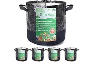 Growerz WetLockz 15-Litre 5-Pack Heavy Duty Non Woven Fabric Grow Pots With Reinforced Handles. Indoor and Outdoor Use. Vegetable Planter Bags Container for Vegetable, Plants, Fruit, Flower