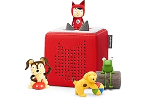 tonies Toniebox Pre-school Starter Set Bundle Incl. 1 Creative 3 Playtime and Action Songs, Fun with Spot, and Oi Frog, Audiobooks and Music Player Speaker for Kids, Screenfree, Red