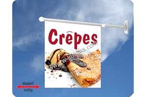 AGENTUR WERNER KUHLINS Werbeflagge, Werbefahne - Crepes, Zuckerwatte, gebrannte Mandeln - Ideal für Jahrmarkt, Kirmes, Stadtfest oder Buden, versch. Varianten, weiß (Crepes mit Eis)