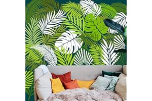 LEYHOONEY Tropical Jungle Leaf Stencils (6 Designs) | 12" x 16" Large Fern Leaf Stencils Palm Leaf Stencils for Painting Floors/Walls/Tiles/Furniture/Fabric/Wood/Home Decor DIY Art Crafts