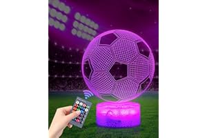 ZAWAER Fussball Geschenke Jungen Kinder Mädchen, 3D Nachtlicht Optische Täuschungs Deko lampe mit 16 Farben Ändern und Fernbedienung, Fußball Geburtstag Weihnachtsidee für Jungen Mädchen