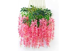 Estanofur State Lot de 12 vignes de Fleurs de glycine artificielles, Guirlande Fleurs Artificielles Plastique 110 cm de Longueur, adaptées au Mariage, Maison,Jardin,fête,Saint Valentin Decoration