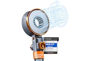 POWERLAP® Duschkopf mit Filter & Montagewerkzeug | PP-Baumwoll-Filter Duschkopf für gereinigtes & weicheres Wasser | Booster Modus für den perfekten Wasserdruck in deiner Dusche Grau