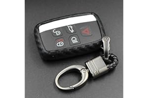 M.JVisun Doux Silicone Caoutchouc Clef Coque Porte-clés pour Land Rover Discovery 4/Sport Freelander 2 pour Range Rover Evoque/Sport/Velar Intelligente Clé de Voiture - Noir - Tressé Porte-clés