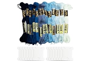 SZXMDKH 14 écheveaux de Fil à Broder Bleus pour Bracelet d'amitié chaîne et Fil de Point de Croix String