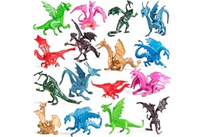 Bedwina Mini Dragon Toy Figures - (Pack of 36) 5cm (2in) Plastic Rubbery Dragon Figurines in Assorted Colours & Styles - Party Favours, Cupcake Toppers, Decorations & Piñatas
