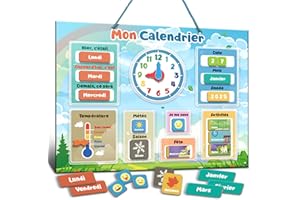 SMART PANDA Mon Premier Calendrier par SmartPanda – Jeu Éducatif Magnétique pour Enfants – Comprend une Horloge, une Station Météo et des Émotions – Pour Garçons et Filles, Mur ou Frigo – 30x40cm, en Français