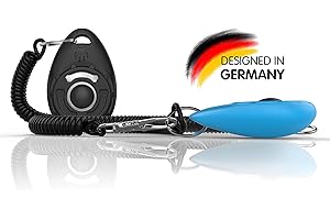 TruePets® Hundeklicker 2er Set - Clicker mit Flexibler Handschlaufe - Klicker Hund - Bestens geeignet für die Hundeerziehung - Clicker Doog (Schwarz/Blau)