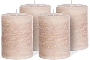 ‎BRANDSSELLER Brandsseller Pillar Candle, Set of 4, 7 x 10 cm, for Christmas, Advent Wreaths, Taupe