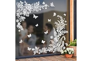 ‎SUPZONE Supzone Fensteraufkleber Weiße Lotusblume Fensterbilder Frühling Sommer Blumenzweig Fenster Abziehbilder Doppelseitige Statische Anti-Kollision Fensterfolie Glas Fenster Türen Fensterdekoration