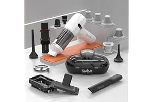 lautux Turbotastic Pro 2 Handstaubsauger – 120W, 18.000Pa, bis 60 Min Laufzeit, HEPA-Filter, LED-Display, 4-in-1 Düsen (Auto, Tierhaare, Polster, Aufpumpen, Vakuumieren) (Perlweiß, Premium Set)