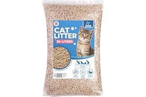 Fur & Bone 1 x 30L Cat Litter - Ultra Absorbent Biodegradable Wooden Pellets, Natural Scent, Odour Control, Soft Bedding for Comfort, Made from Virgin Wood - Unscented
