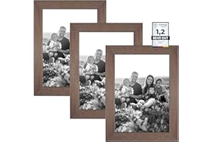 CABBEL set de 3 marcos DIN A5 15x21 cm Marco de madera MDF con cristal acrílico inastillable en marrón