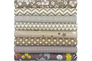 aufodara 8 Pezzi 50 x 50 cm Tessuti Tessuto Cotone Stoffa Patchwork Cucito Creativo Stoffe a Metro Materiali per Hobby Creativi DIY Fatto a Mano (Marrone)