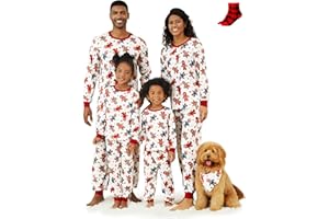 PATPAT Pijama de Navidad a Juego Familiar, Conjunto Completo con árbol de Navidad e impresión de Coche, Parte Superior e Inferior de Manga Larga