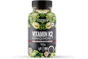 LIVE WELL VITAMINS FOR LIFE Vitamin K2 (MK-7) Menaquinone 180 Capsules (not Tablets) | Suitable for Vegans & Vegetarians | Helps Maintain Normal Bones (180 Capsules)