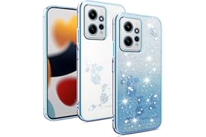 XINYEXIN Funda Glitter para Xiaomi Redmi Note 12 4G, Carcasa Teléfono Antigolpes Transparente Bling Sparkle, Ultra Delgado Cute Brillante para Niñas y Mujeres - Azul