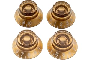 Musiclily Pro Imperial Pulgadas Tamaño Botones de Potenciómetros Forma de Sombrero Perillas para USA Guitarra Eléctrica Les Paul Style, Oro (Juego de 4)