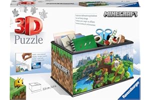 Ravensburger - Puzzle 3D Boite de Rangement - Pot à Crayons - Minecraft - A partir de 8 Ans - 216 pièces numérotées à Assembler sans Colle - Accessoires de Finition Inclus - 11286