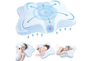 ‎DIKI DIKI Nackenkissen Orthopädisches Kopfkissen Memory Foam Kissen Nackenstützkissen HWS Kissen ergonomisches Nackenhörnchen Kissen Nackenschmerzen, für Rücken-, Seitenschläfer, 60 x 40 x 8/11cm